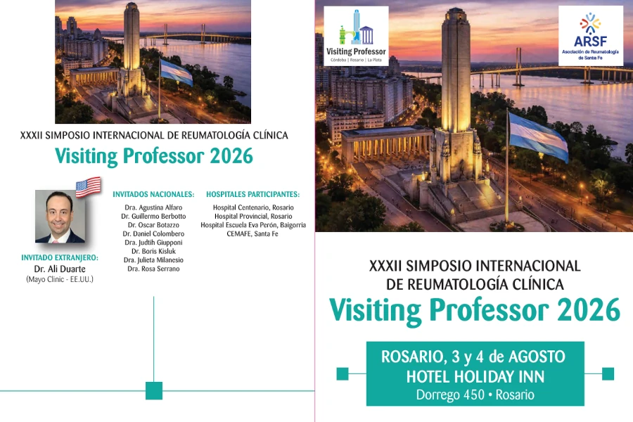 🧬 Visiting Professor 2026: un encuentro de actualización en Reumatología | 3 y 4 de agosto 
